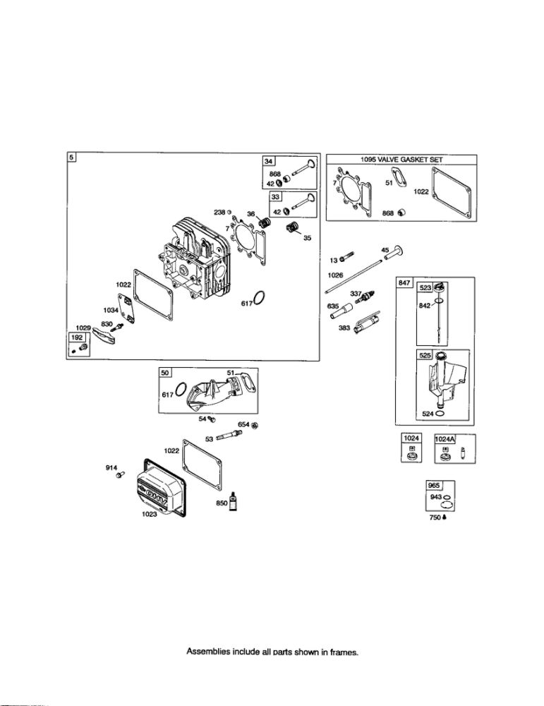 Head-Cyl/Dipstick/Tube Diagram and Parts List for 331800-0036-E1  Briggs and Stratton Engine